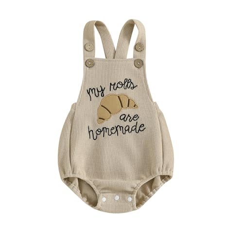 LZUBCPY My Rolls are Homemade Thanksgiving Baby Girl Boy Romper Overalls Turkey Embroidery Waffle Bodysuit Newborn Clothes