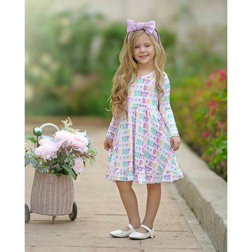 Big Sister Bamboo Twirl Dress, I'm Going to be a Big Sister, New Baby Announcement, Girls Twirl Dress, Toddler girl dress, Big Sis, Sisters