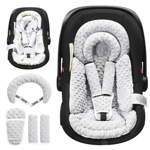 Infant Car Seat Insert with Removable Cushion for Baby Preemie Newborn Infant, Reversible carseat Insert Head Body Support Fits for Stroller, Baby Swing, Rocker, Bouncer, Bassinet - Grey