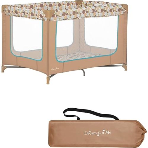 Zodiak Portable Playard in Coffee and Blue, Lightweight, Packable and Easy Setup Baby Playard, Breathable Mesh Sides and Soft Fabric - Comes with a Removable Padded Mat