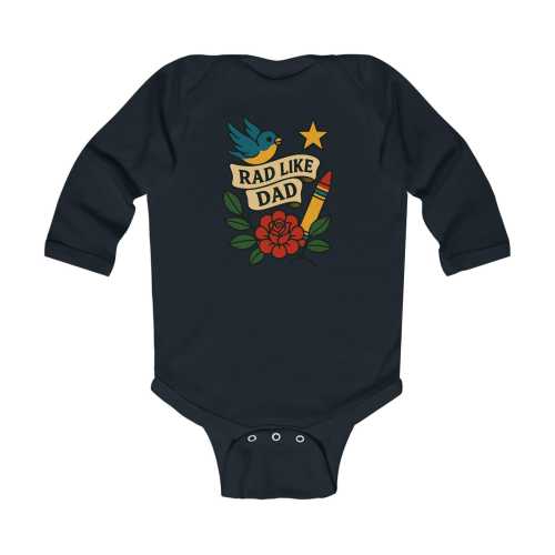 America Tattoo Infant Bodysuit, Rad Like Dad Baby One-Piece, Vintage Retro Newborn Jumpsuit, Patriotic Baby Romper, Cool Dad Gift, Tattoo