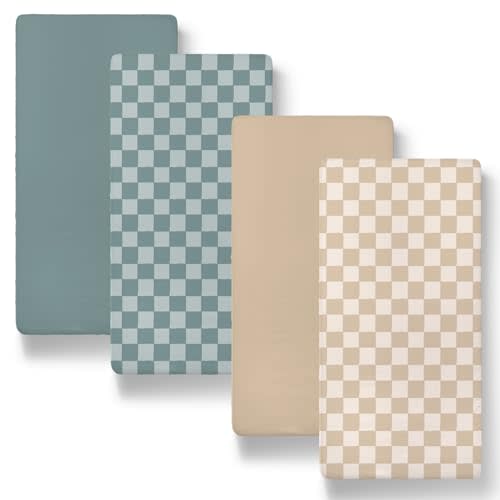 The Peanutshell Baby Organic Bassinet Sheets 4-Pack for Boy or Girl - Ultra Soft & Rectangle Unisex Baby Bassinet Sheet, 100% Jersey Cotton, Fitted Sheets for Crib, Halo Bassinet Mattress