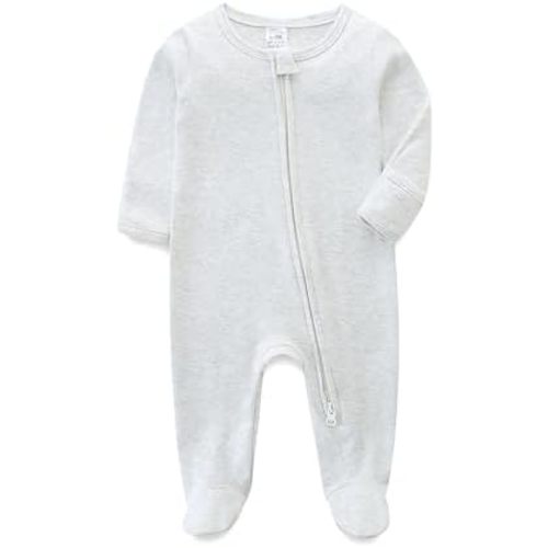 Unisex Baby Boy and Girl Zipper Onesie Solid Toddler Footie One-Piece Infant Romper Jumpsuit