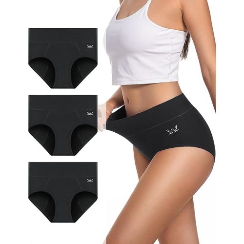 Period Underwear For Women Heavy Flow, Leakproof Panties High Waisted Cotton Postpartum Teens Hipster Briefs 3 Pack