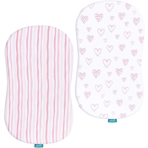 Bassinet Sheets Compatible with Halo Bassinest Swivel, Flex, Glide, Premiere & Luxe Series Sleeper, 100% Jersey Knit Cotton Sheets, Hourglass Bassinet Mattress Sheet, Pink Print for Baby