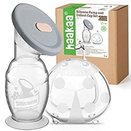 haakaa 150ml Manual Breast Pump with Leakproof Silicone Lid and 75ml Wearable Ladybug Breast Milk Collector Combo New Breastfeeding Gift : Baby