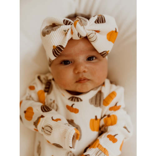 Organic Waffle Knot Bow, Harvest Pumpkin
