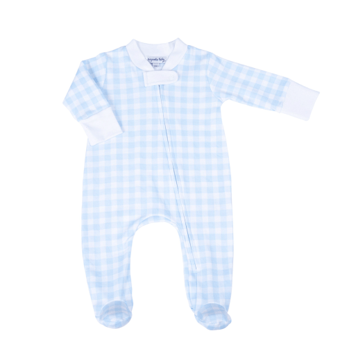 Blue Mini Checks S25 Zippered Boy Footie (Newborn)
