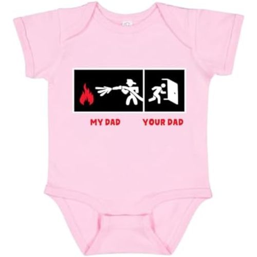 Wild Bobby My Dad vs Your Dad Firefighter Gift Humor Baby Creeper Boys Girls Infant Bodysuit