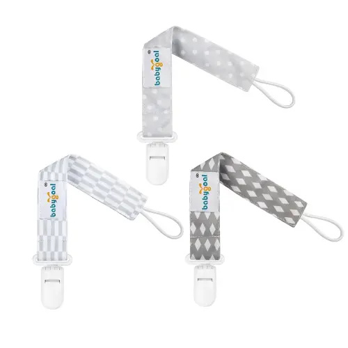 Babygoal Neutral Pacifier Clips, 3 Pack Binky Paci Holder and Leash for Boys and Girls Fits for Most Pacifier, Binkie Styles & Baby Teethers & Toys and Gift PS06