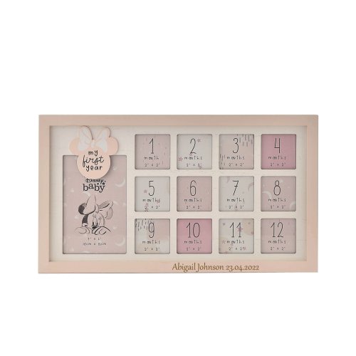 Personalised Baby Girl 12 Month Disney Minnie Mouse Photo Frame