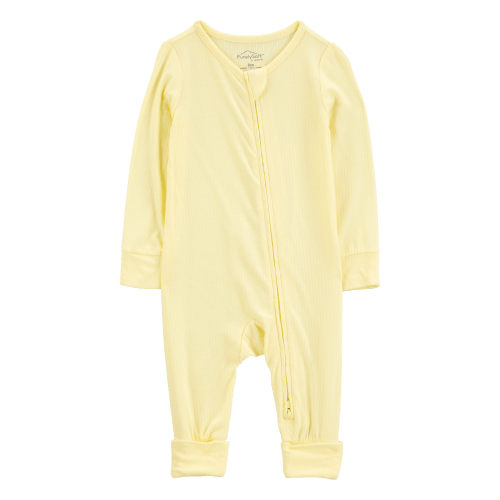 Baby Solid 2-Way Zip PurelySoft Convertible Foot Sleep & Play Pajamas - Yellow