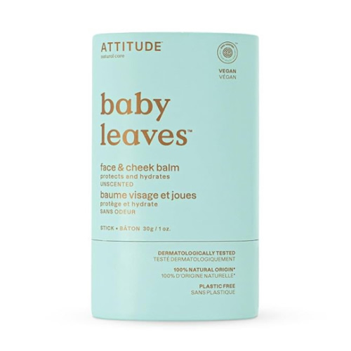 ATTITUDE Plastic-Free Face and Cheek Balm Bar for Baby, EWG Verified, Dermatologically Tested, Made with Naturally Derived Ingredients, Vegan, Unscented, 1 Ounce