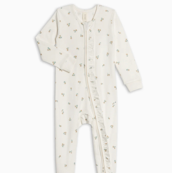 Neve Ruffle Zipper Footed Romper