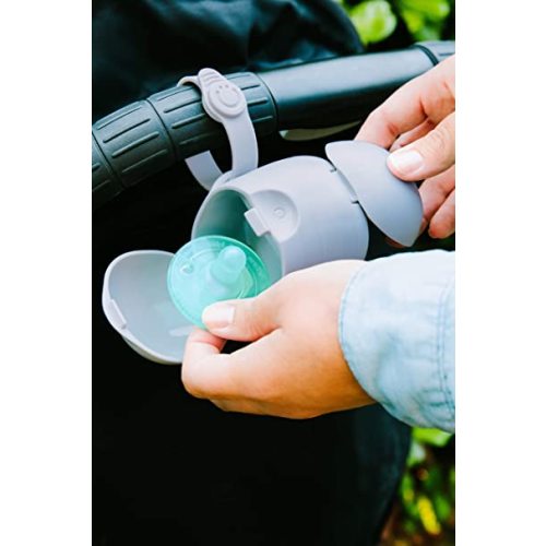 Ubbi On The Go Dual Pacifier Holder, Keeps Baby’s Binkies Clean and Accessible, Includes Silicone Strap, Gray - Gray Pacifier Holder