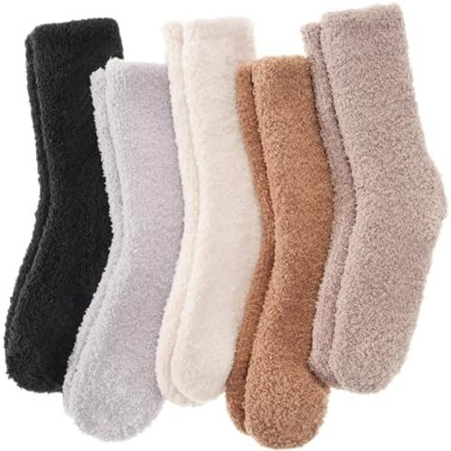 ANTSANG Fuzzy Socks for Women Men Slipper Fluffy Cozy Warm Winter Thick Plush Crew Socks 5 Pairs