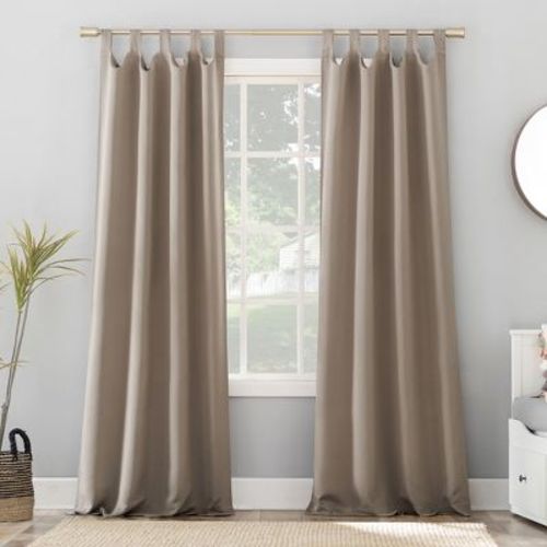 40"x63" Sun Zero Blackout Kenneth Energy Saving Tab Top Curtain Panel Stone: Thermal Insulated, Noise Reduction