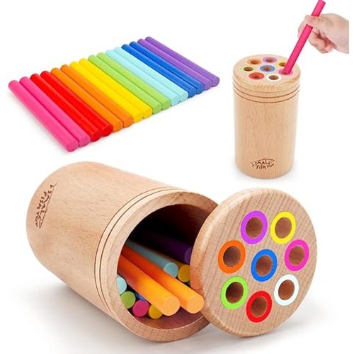 Montessori Toys for 1-3 Year Old: Wooden Learning Color Sorting Toys for Toddlers Age 1 2 3, Fine Motor Developmental Infants Sensory Toys, Busy Board 18 month old Baby Easter Basket Stuffers