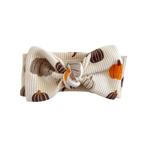Organic Waffle Knot Bow, Harvest Pumpkin