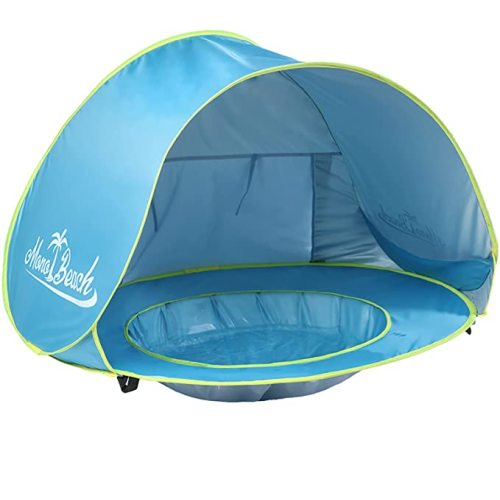 Monobeach Baby Beach Tent Pop Up Portable Shade Pool UV Protection Sun Shelter for Infant - 01 Blue Baby Beach Tent