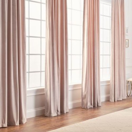 Chanasya 2pk Solid Velvet Room Darkening Window Curtain Panels - Set of 2 - 52 x 96 Inches Long - Blush