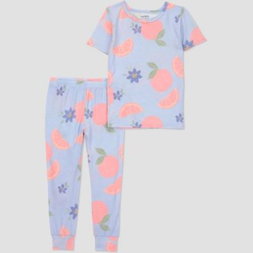 Carter's Just One You® Toddler Girls' 2pc Short Sleeve Comfy Soft Snug Fit Fruit Pajama Set - Blue 18M