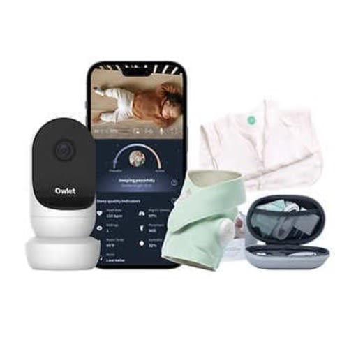Owlet Dream Duo 2 Smart Baby Monitor Bundle: FDA-Cleared Dream Sock plus Cam 2 HD WiFi Video, Travel Case & White Sleeper | Costco