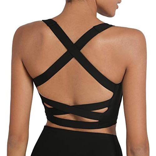 romansong Strappy Yoga Sports Bras for Women Padded Criss-Cross Back Tank Tops