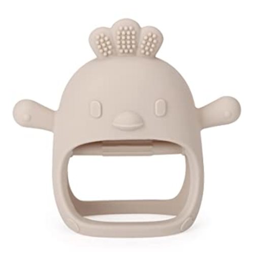 Socub Silicone Baby Teether Toy for Infants 3+ Months, BPA Free Anti-Drop Silicone Mitten Teething Toy for Soothing Sore Gums, Baby Chew Toys for Sucking Needs, Beige
