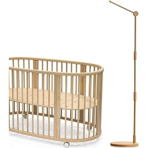 Wooden Floor-Standing Crib Mobile Arm Pro 61 Inches for Baby Nursery-Movable Baby Mobile Hanger with Strong Anti-Dumping Attachment-100% Natural Beech Wood-Thicker Wooden Pole-UpgradeThickened