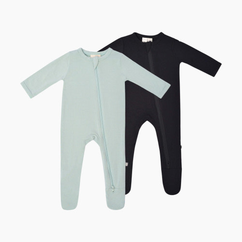 Kyte Baby Zipper Footie Bundle (2 Pack) - Black/Green, 0-3 Months