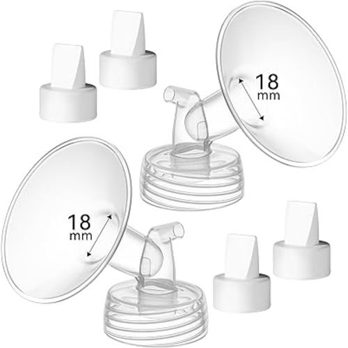 18 mm Flange Compatible with Spectra S2 S1 9 Plus Ameda MYA Motif Luna Cimilre Breast Shield, Duckbill Valves Replacement, Replace Wide Mouth Flange