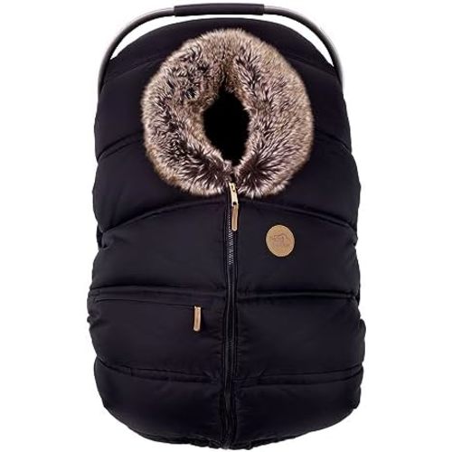 PETIT COULOU Housse de siège auto d'hiver pour bébé, respirante, extra chaude et confortable avec cadre structurel breveté, protège votre bébé ou nouveau-né contre le froid extrême, la pluie et le vent (onyx)