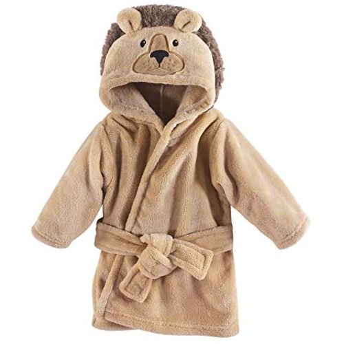 Hudson Baby Unisex Baby Plush Animal Face Robe, Lion, One Size, 0-9 Months