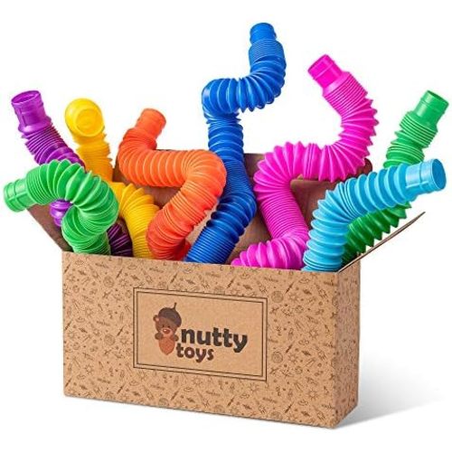 nutty toys Pop Tubes - Sensory Toys - Endless Creativity & Fun for Kids and Toddlers |8 Pack Large| - Connect & Pop! Top ADHD Autism Fidget 2025, Best Boy & Girl Easter Basket Stuffers Gift Idea