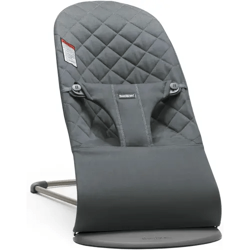 BabyBjörn Bouncer Bliss, Anthracite, Woven, Classic Quilt | 2-in-1 Adjustable Baby Bouncer Seat and Toddler Chair, Newborn to Toddler (8-29 lbs), 4 Positions, Lightweight & Portable