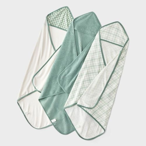 Baby 3pk hooded Bath Towel - Cloud Island™ Green