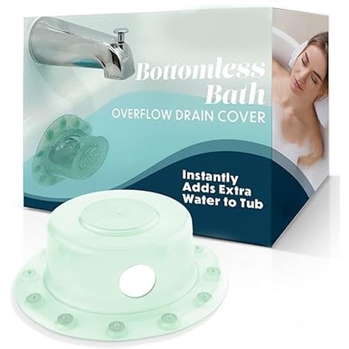 SlipX Solutions Bottomless Bath | Overflow Drain Cover for Tub | Best Gifts for Mom, Spa & Bath Accessories | Drain Block, Water Stopper Plug | Bath Essentials for Women | 4" Diameter, Green