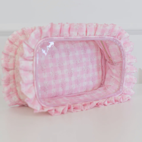 Ruffled Nylon Large Clear Pouch