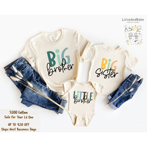 Matching Sibling Shirts, Big Sister, Little Brother, Big Brother, Little Sister Tee, Retro Kids, Toddler, Baby, Girls, Boys, Announcement
