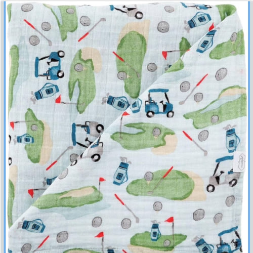 Mud Pie Muslin Swaddle, Golf , 47x47 Inch (Pack of 1)