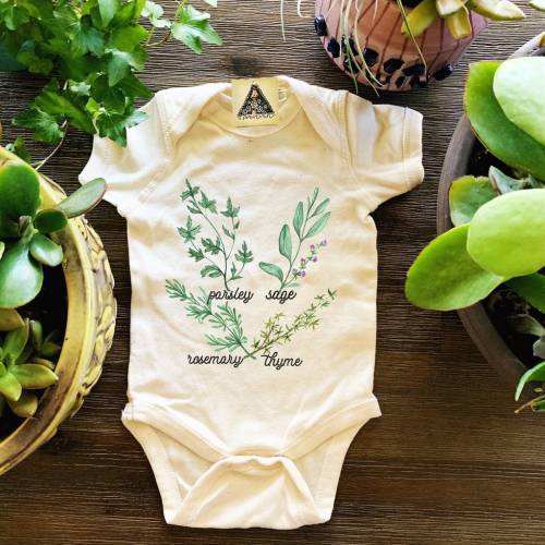 Parsley, Sage, Rosemary Thyme bodysuit, Herb Baby Shirt, Organic Herb Baby Kids Tee, Green Baby Shirt, Veggie Shirt