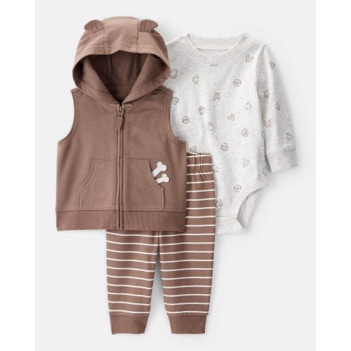 Baby 3-Piece Dog Little Vest Set - White/Brown - Carter's | Carter's