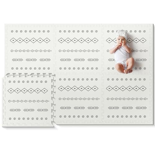 Foam Baby Play Mat, PIGLOG 72”x 48” Crawling Mat, Floor Mats for Kids with Interlocking Floor Tiles, Toddler Playmats for Indoor and Outdoor, Easy to Clean Playroom Playmat