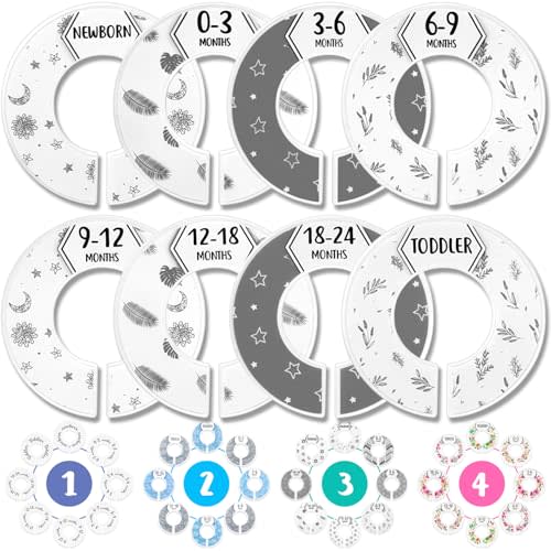 Eli with Love Baby Closet Dividers (Boho) Fits 1.5" Rod - Set of 8 Baby Clothes Dividers Organize Nursery Hangers Size/Age