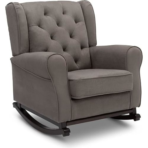 Delta Children Emma Upholstered Rocking Chair, Wood, Graphite