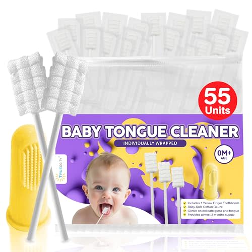 Trueocity Baby Tongue Cleaner Newborn – Soft Oral Cleaner for Infants, Gum & Mouth Cleaning for 0-3 Month Babies, Easy to Use and Safe for Daily Hygiene – Best Value Pack of 55 Units