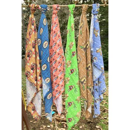 Organic Muslin Gauze Swaddle Catholic Saint Baby Blanket