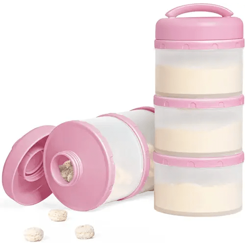 Termichy Stackable Formula Dispenser Portable Milk Powder Container, 2 Pack, Baby Pink