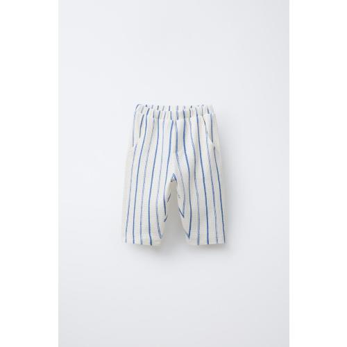 STRIPED EMBOSSED PANTS - Light ecru | ZARA United States